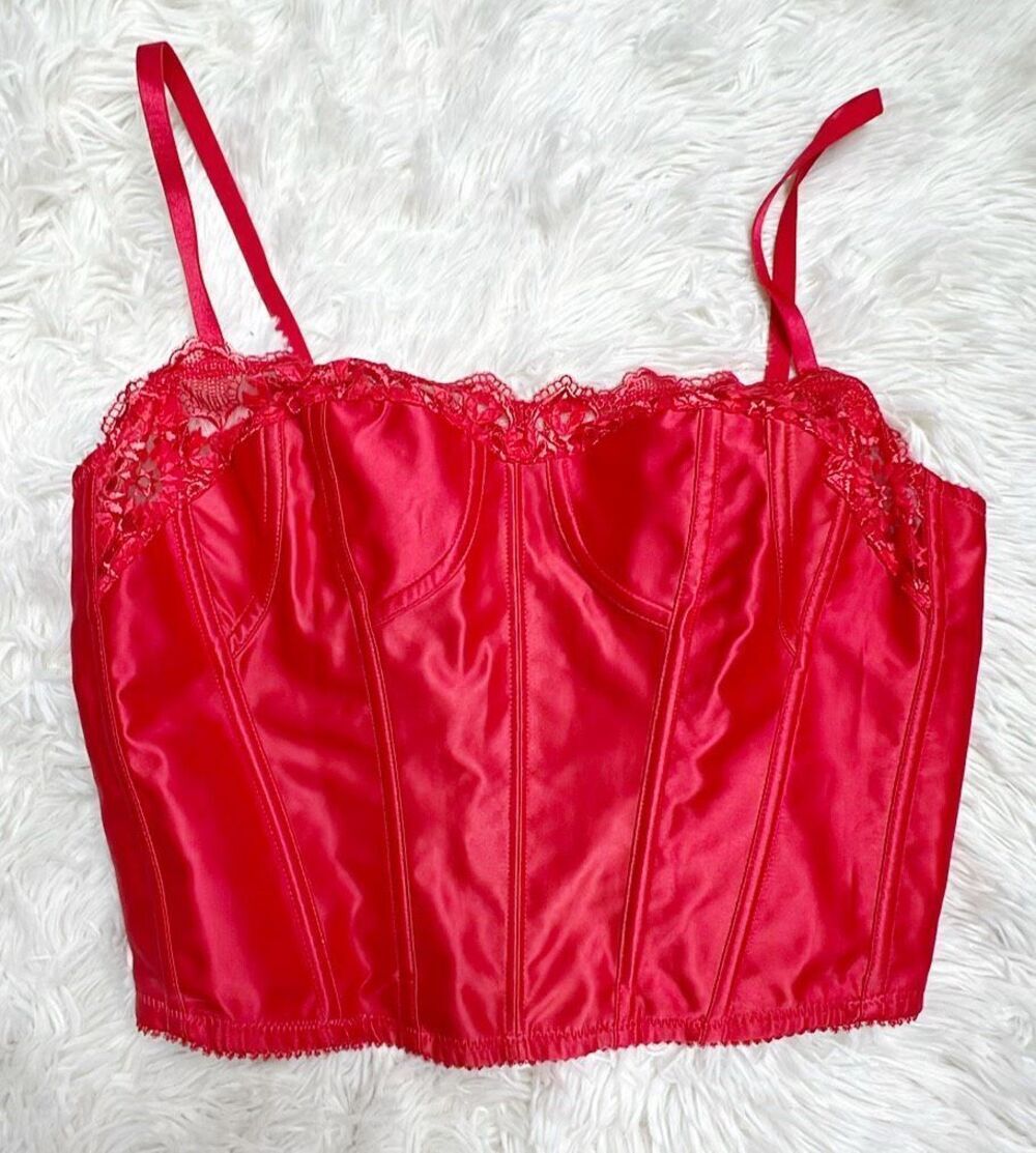 Savage x Fenty Red Lace Corset Bustier Size Medium